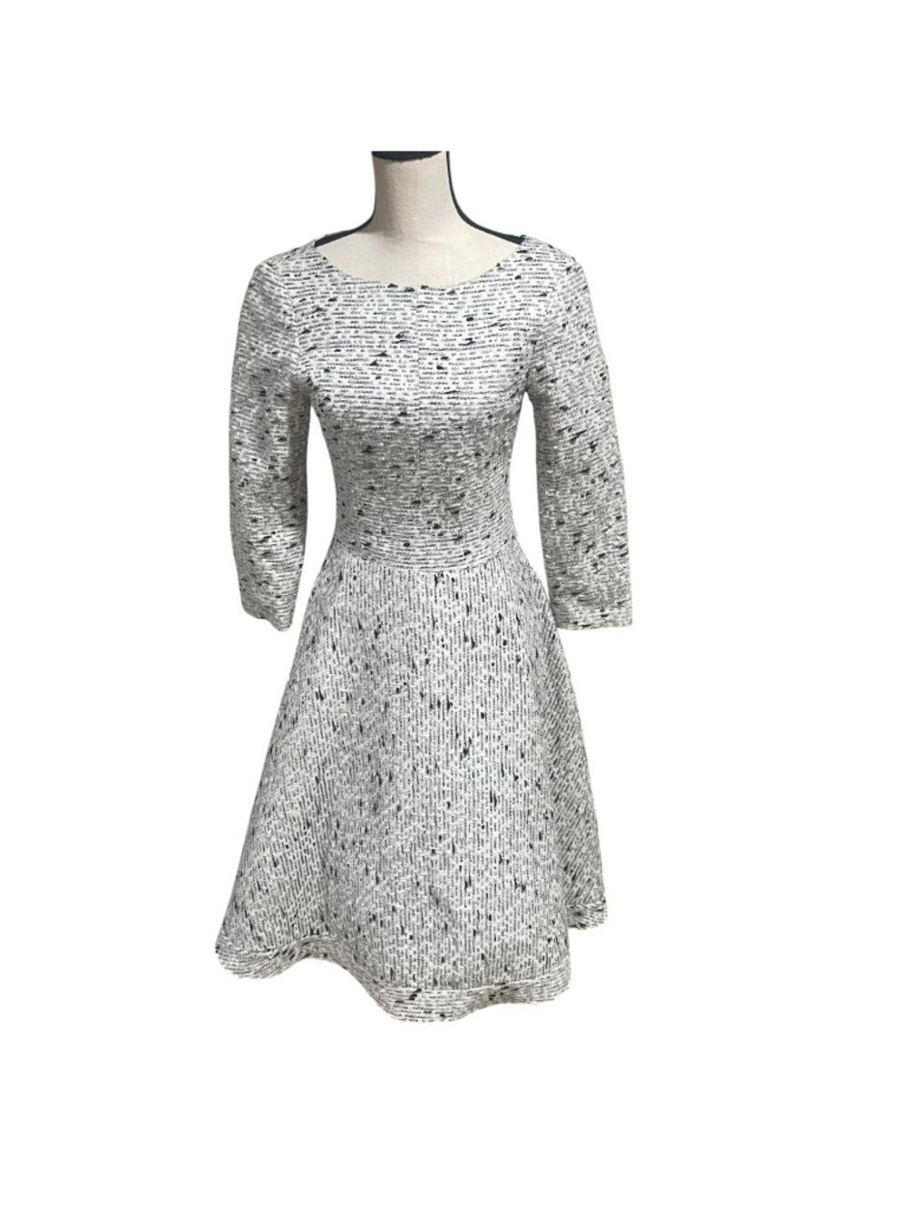 oscar de la reta fit and flare marled midi dress